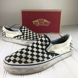 Vans Mens Checkerboard Black & White Slip on Shoes